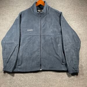 Columbia Fleece Full Zip Sweater Men's XXL Blue Zip Pockets Outdoors Comfort